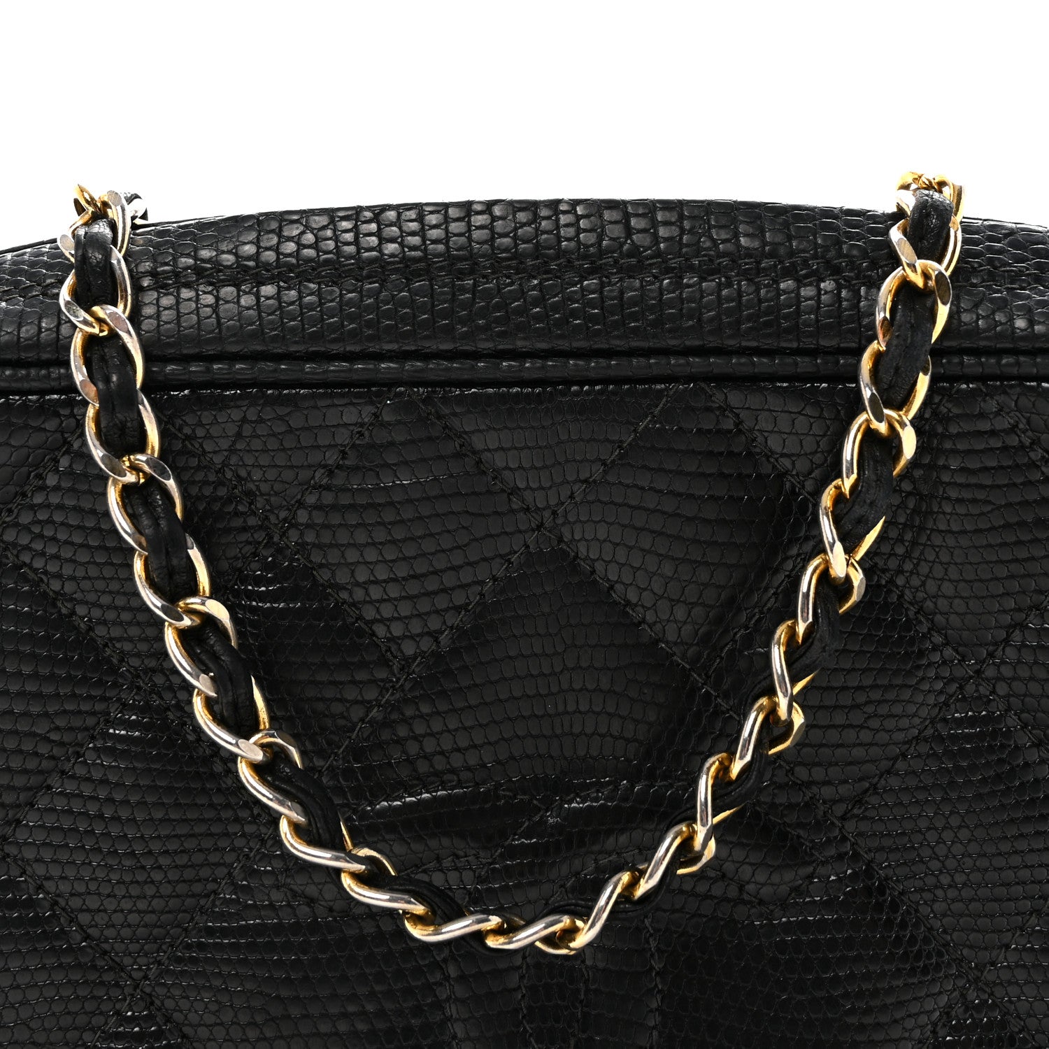 Lizard Diamond Quilted Tassel Camera Case Black