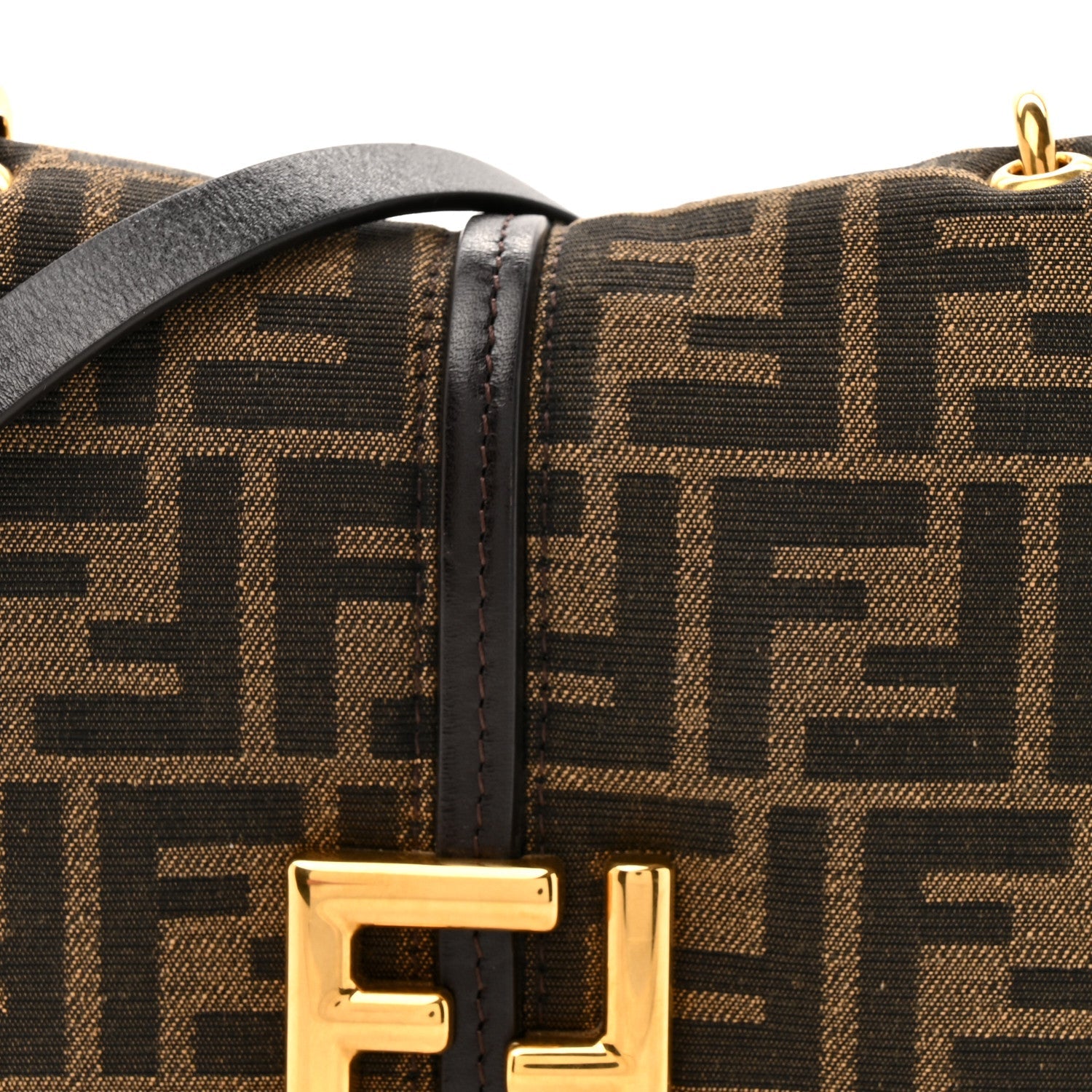 Fabric Jacquard Vitello Cher Cuoio FF 1974 Small Fendi C'mon Tobacco Moro Ebano