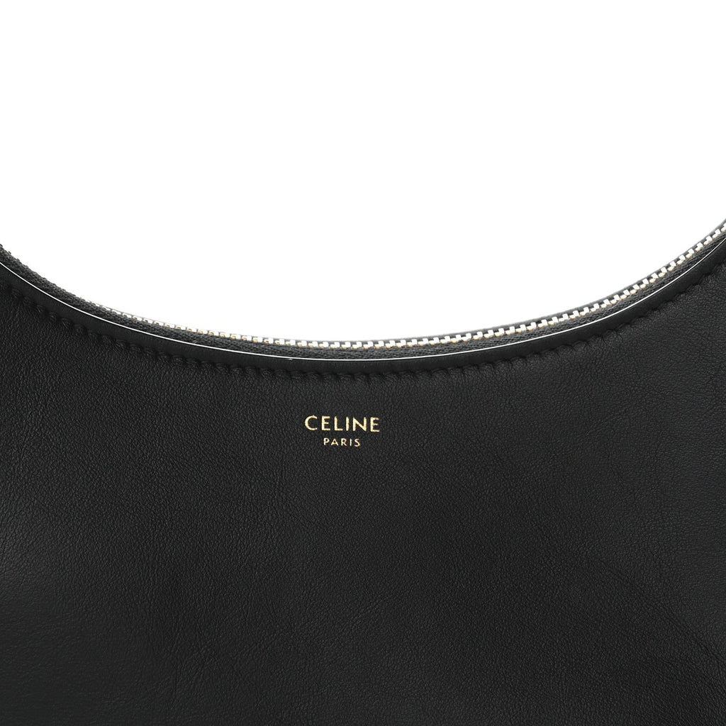 Smooth Calfskin Medium Strap Ava Shoulder Bag Black