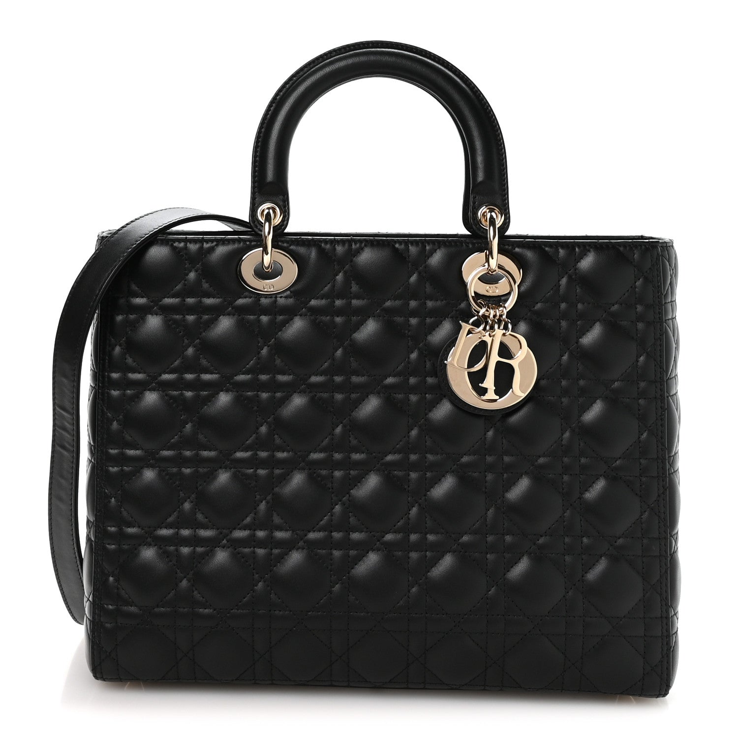 Lambskin Cannage Large Lady Dior Black