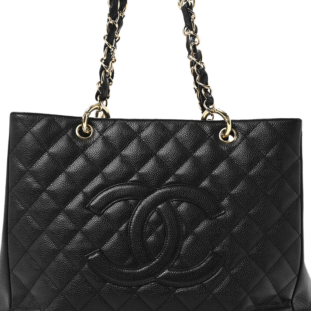 Caviar Quilted Grand Shopping Tote GST Black