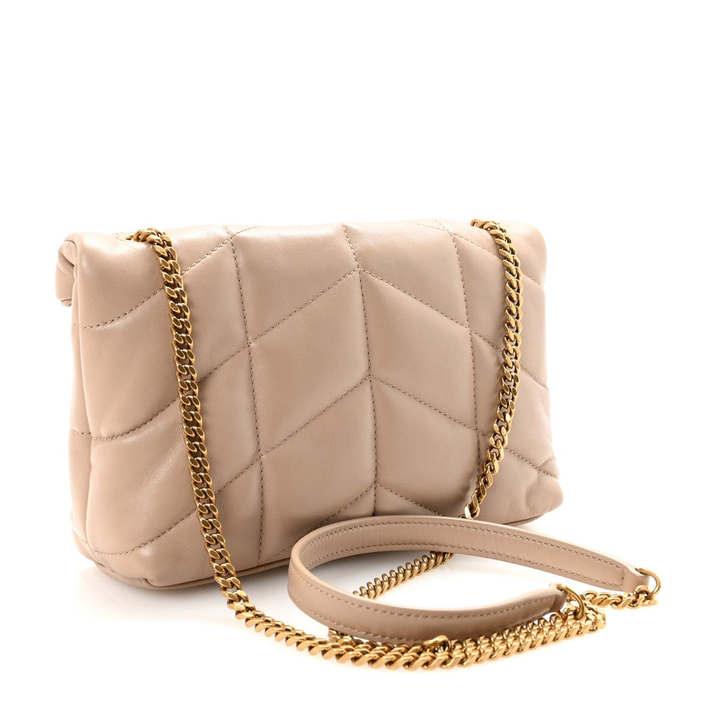 Lambskin Quilted Toy Loulou Puffer Monogram Chain Satchel Dark Beige
