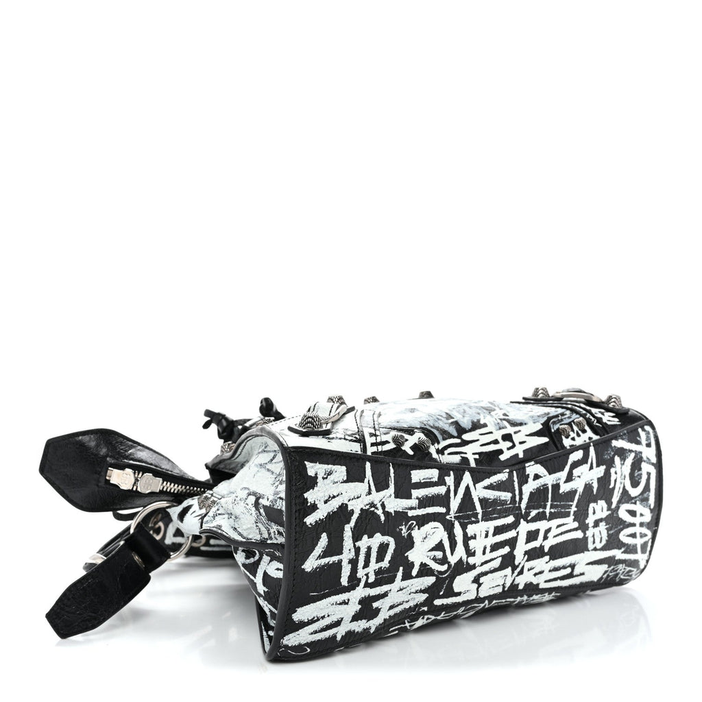 Agneau Arena Graffiti Neo Cagole Handbag XS Black White