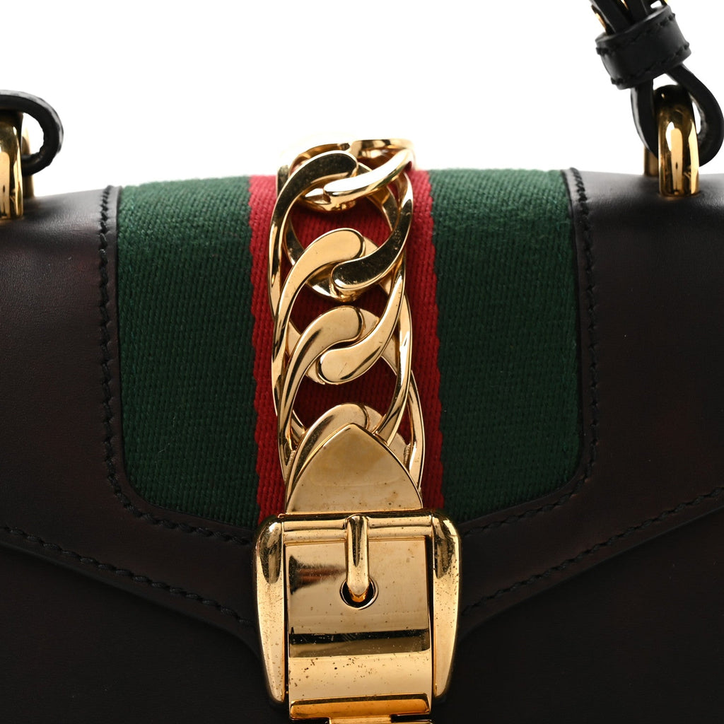 Calfskin Mini Sylvie Top Handle Bag Black