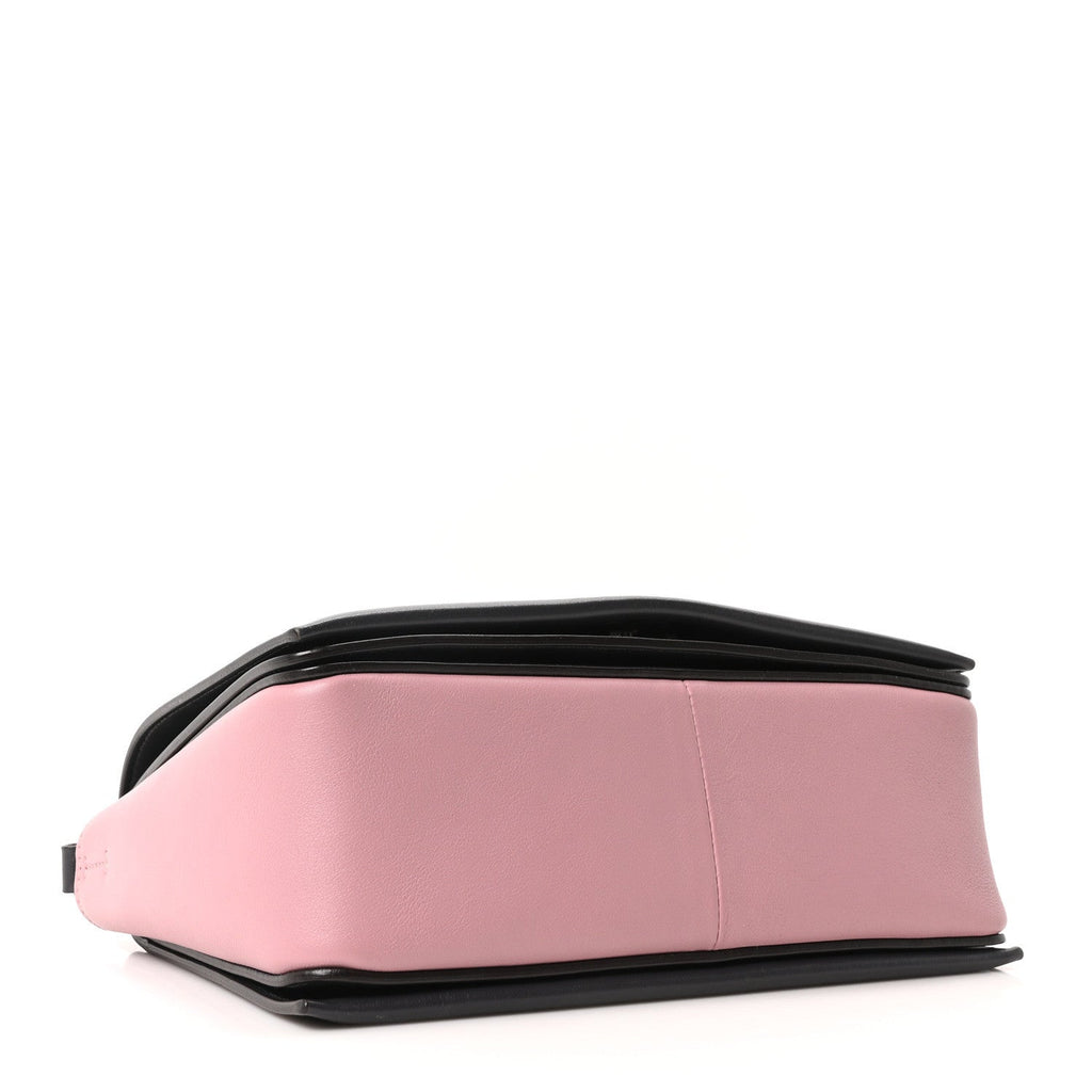 Shiny Smooth Calfskin Medium Frame Shoulder Bag Liquorice Antique Rose