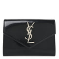 Patent Calfskin Small Monogram Envelope Wallet Black