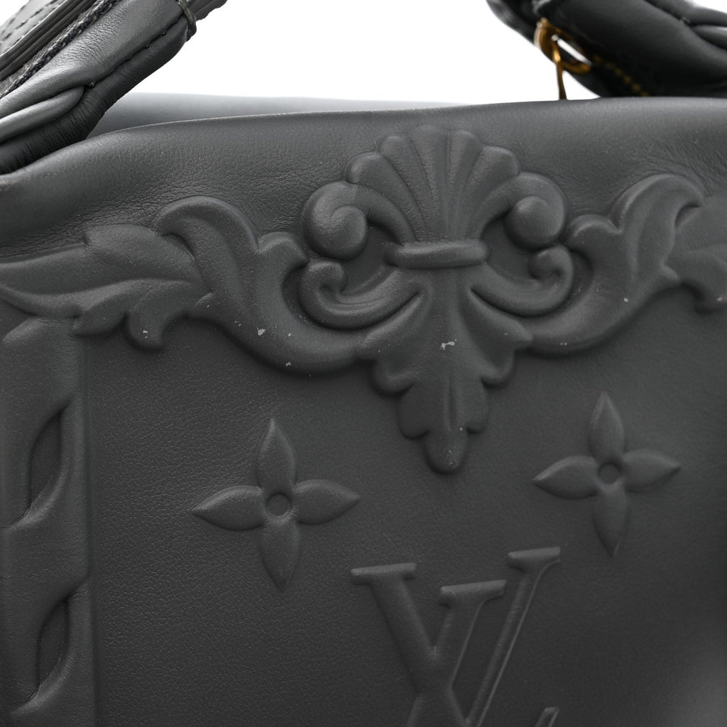 Calfskin Monogram Embossed Cruiser Messenger Dark Shadow Gray