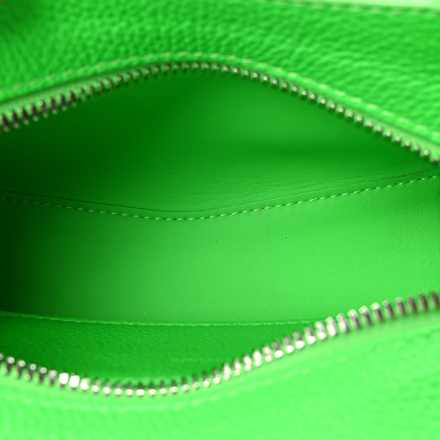 Grained Calfskin Neo Classic Silver Hardware Nano City Crossbody Fluo Green