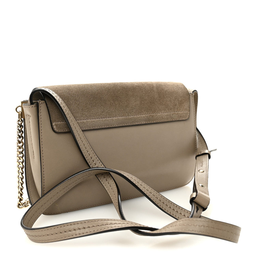 Suede Calfskin Small Faye Shoulder Bag Motty Grey