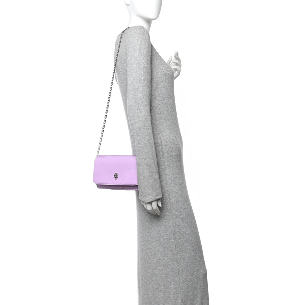 Nylon Skull Camera Crossbody Bag Lilac