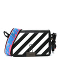 Saffiano Striped Mini Diag Binder Clip Bag Black White Indus