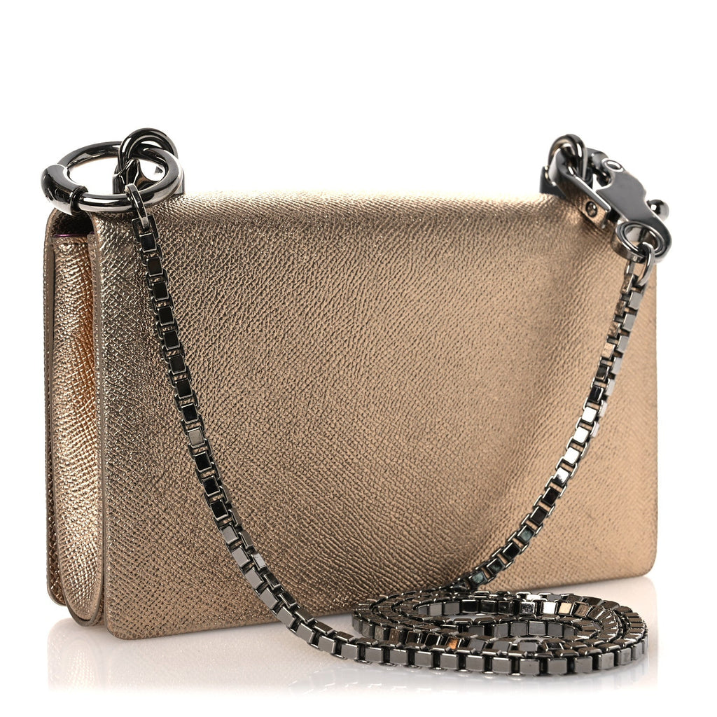 Metallic Calfskin DG Girls Millennials Crossbody Bag Gold