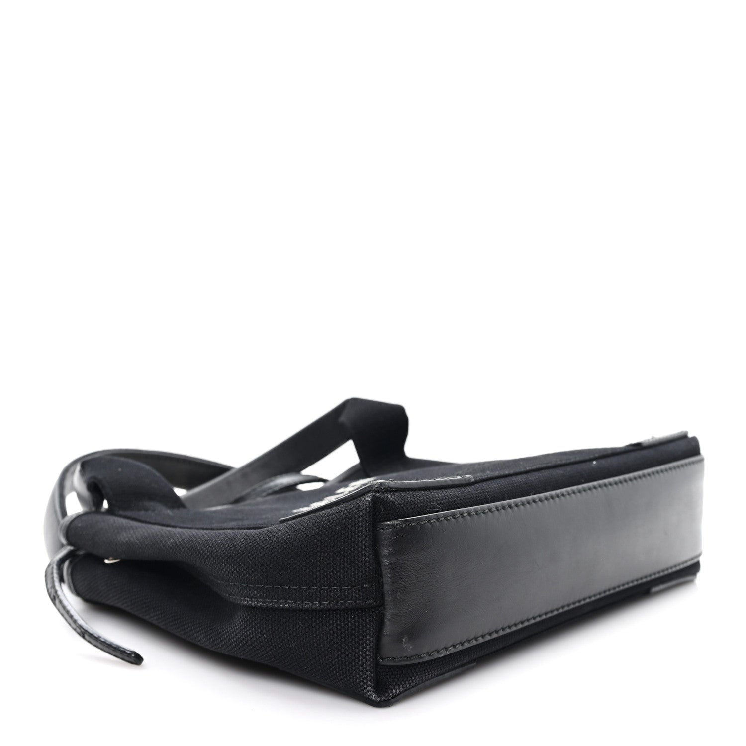 Cotton Canvas Calfskin Navy Cabas XS Black