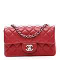 Lambskin Quilted Mini Rectangular Flap Red