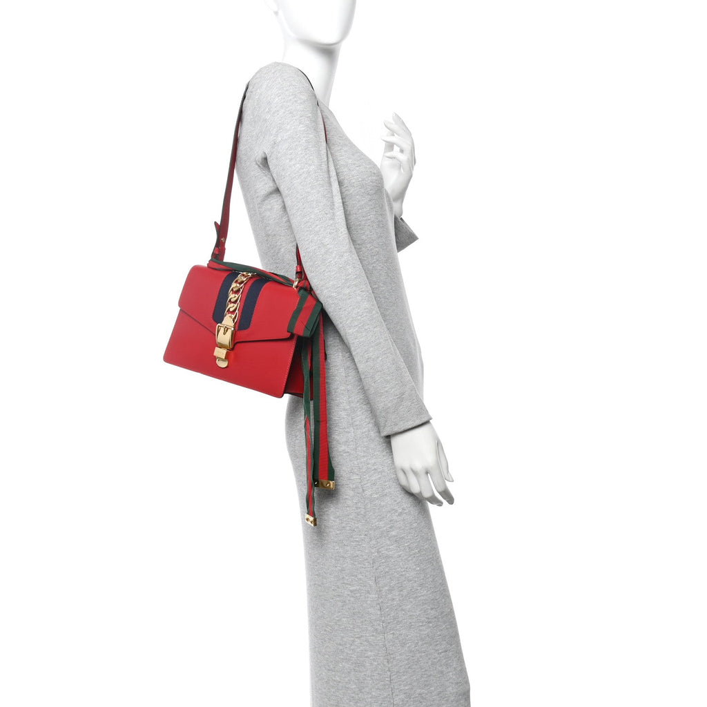 Calfskin Small Sylvie Shoulder Bag Hibiscus Red