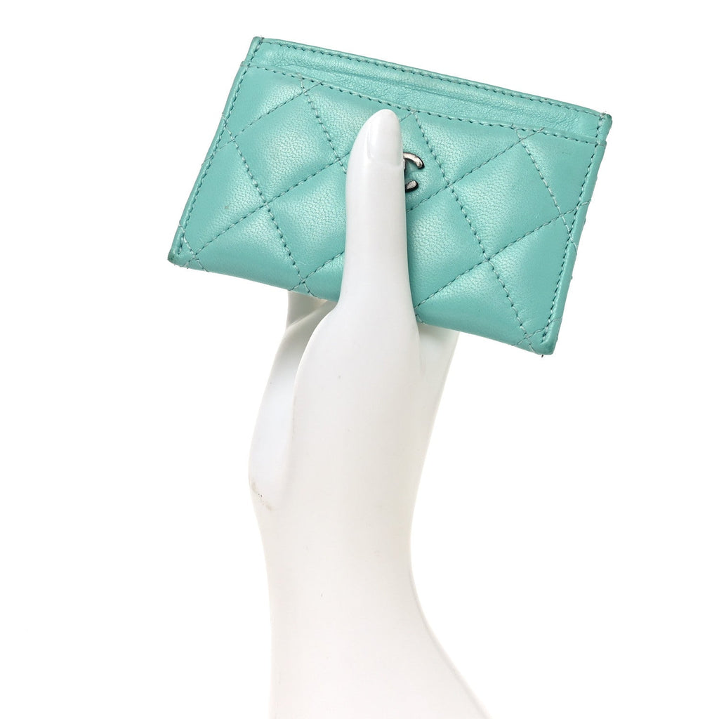 Lambskin Quilted  Holder Turquoise