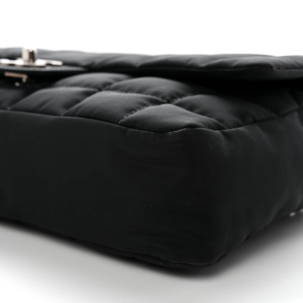 Nylon Square Quilted Flap Black
