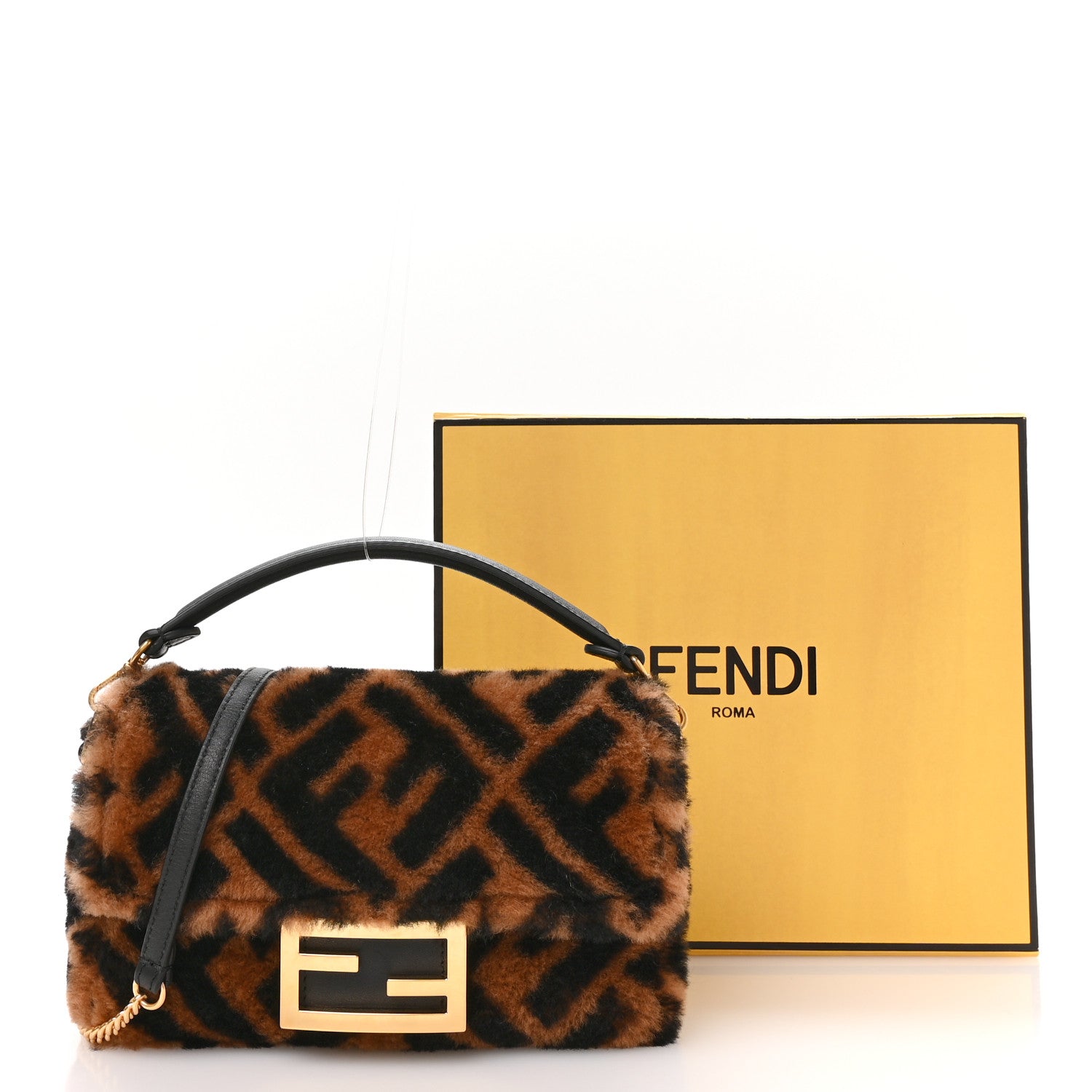 Shearling Vitello Dolce Macro FF 1974 Mini Tobacco Black