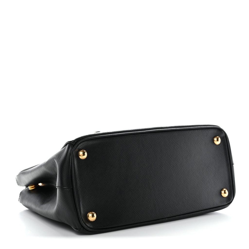 Saffiano Small Galleria Double Zip Tote Black