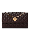 Lambskin Quilted Medusa Wallet On Chain Crossbody Chocolate