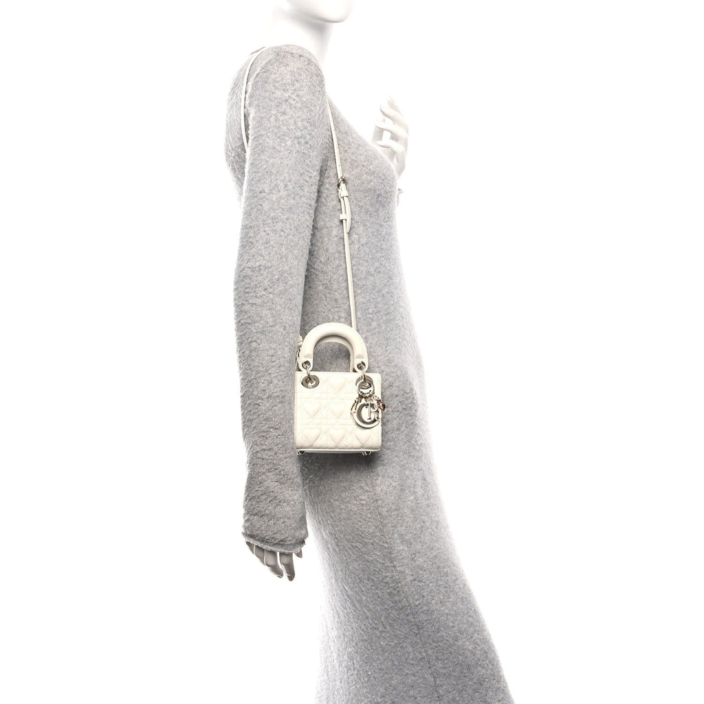 Calfskin Cannage Dioramour Micro Lady Dior Dior White