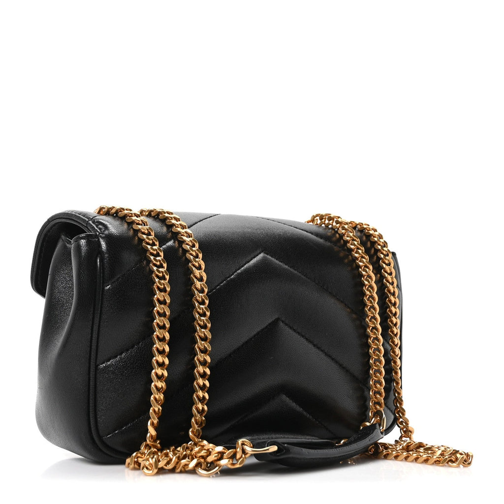 Lambskin Chevron Quilted Mini LouLou Black