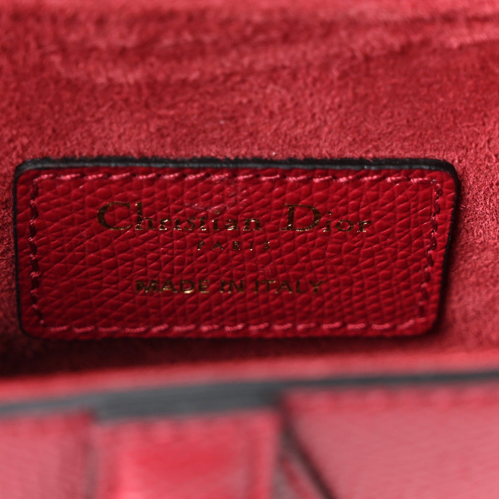 Grained Calfskin Mini Saddle Bag Red