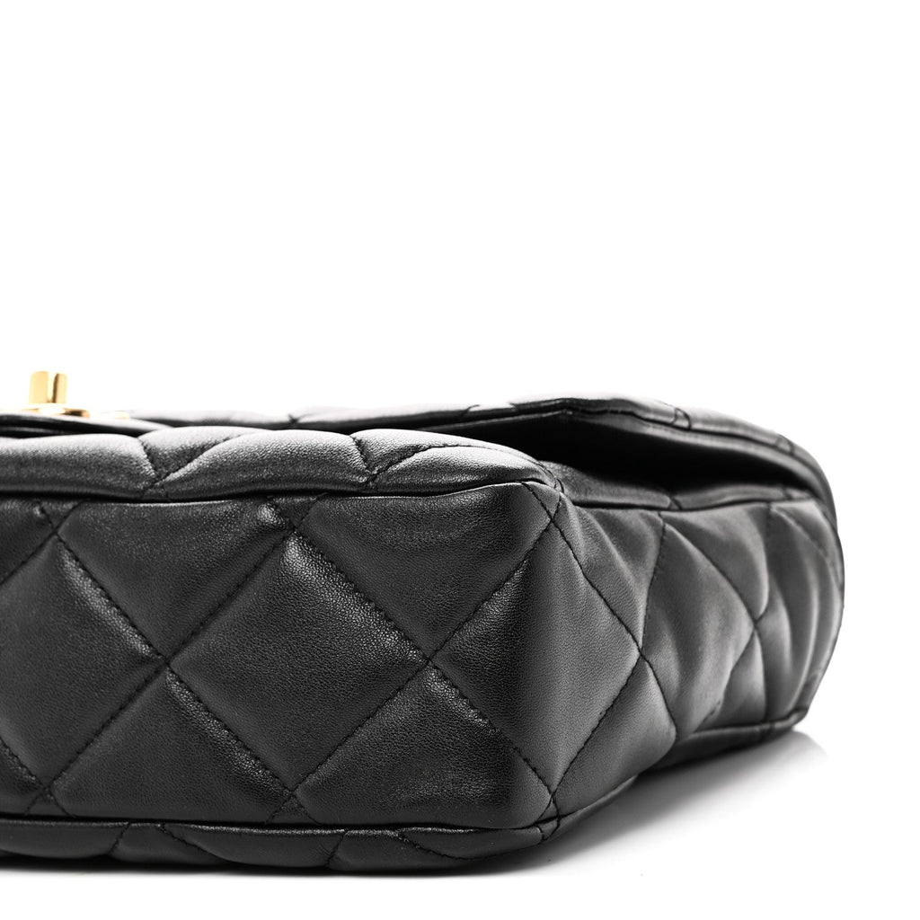 Lambskin Quilted Large CC Funky Town Flap Black