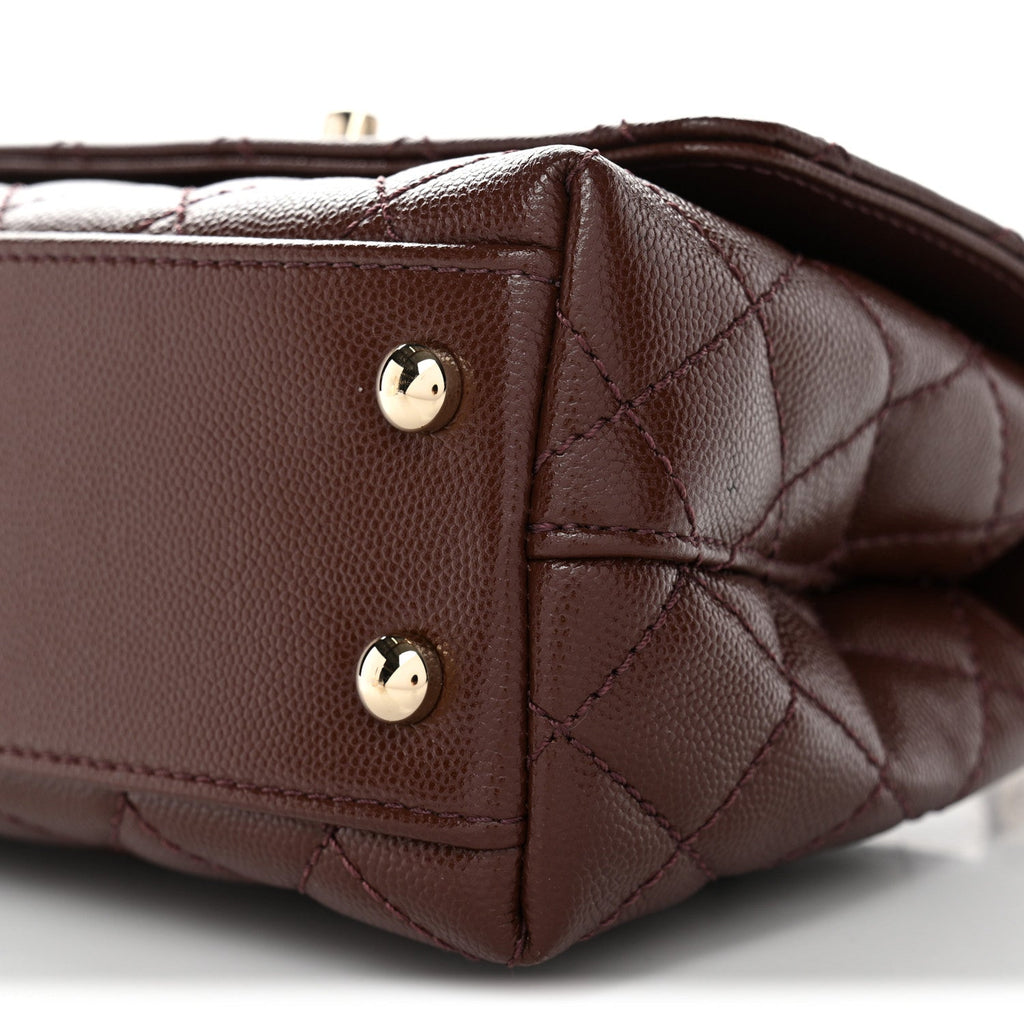 Caviar Quilted Extra Mini Coco Handle Flap Dark Brown