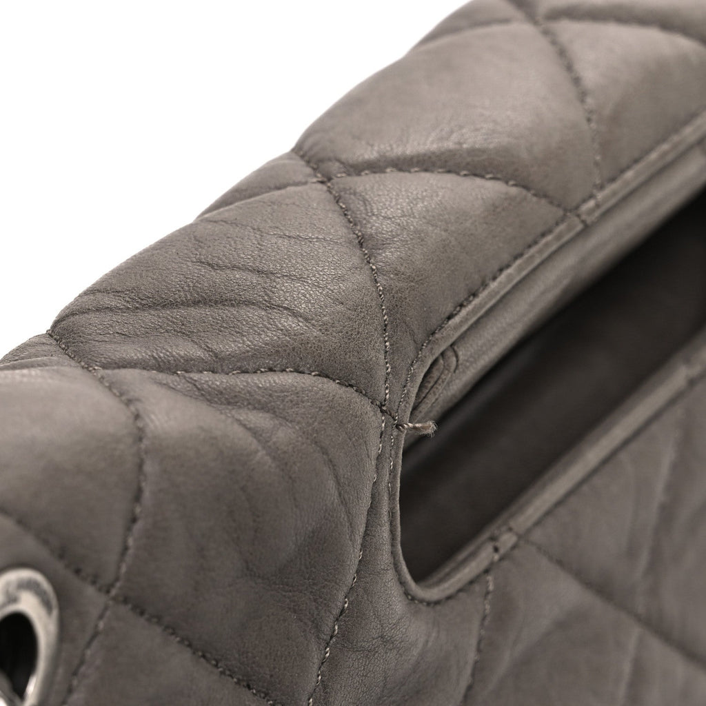 Washed Lambskin Jumbo Take Away Flap Grey