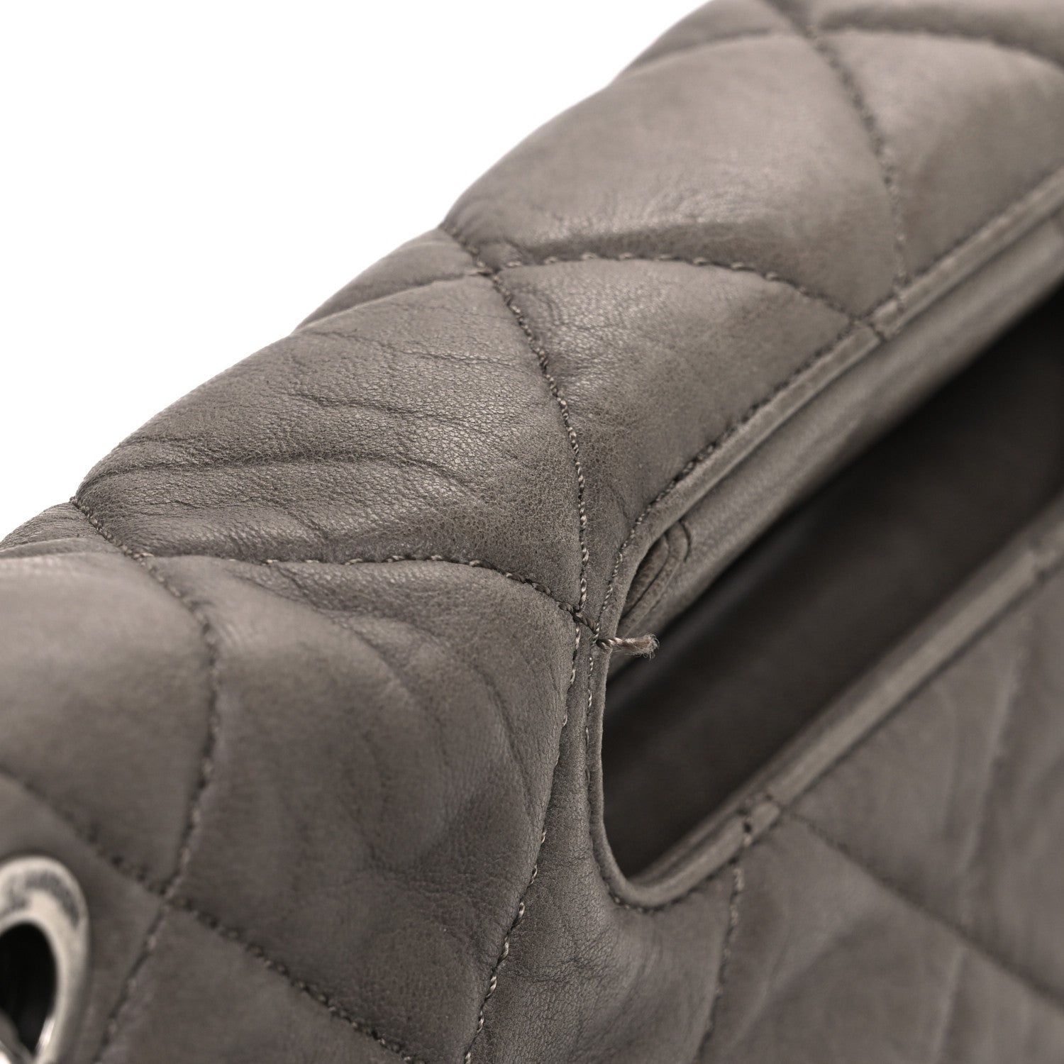 Washed Lambskin Jumbo Take Away Flap Grey