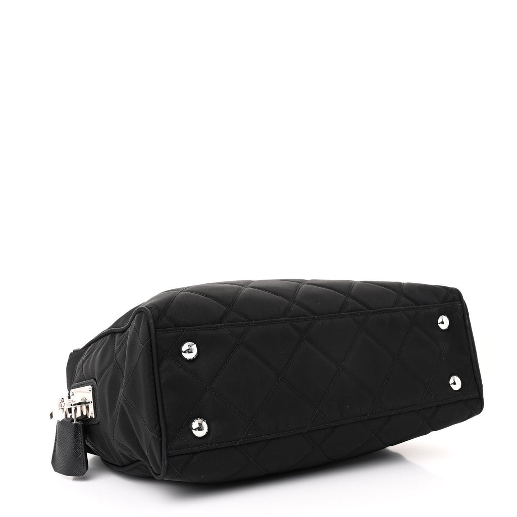 Nylon Tessuto Impuntu Quilted Shoulder Bag Black