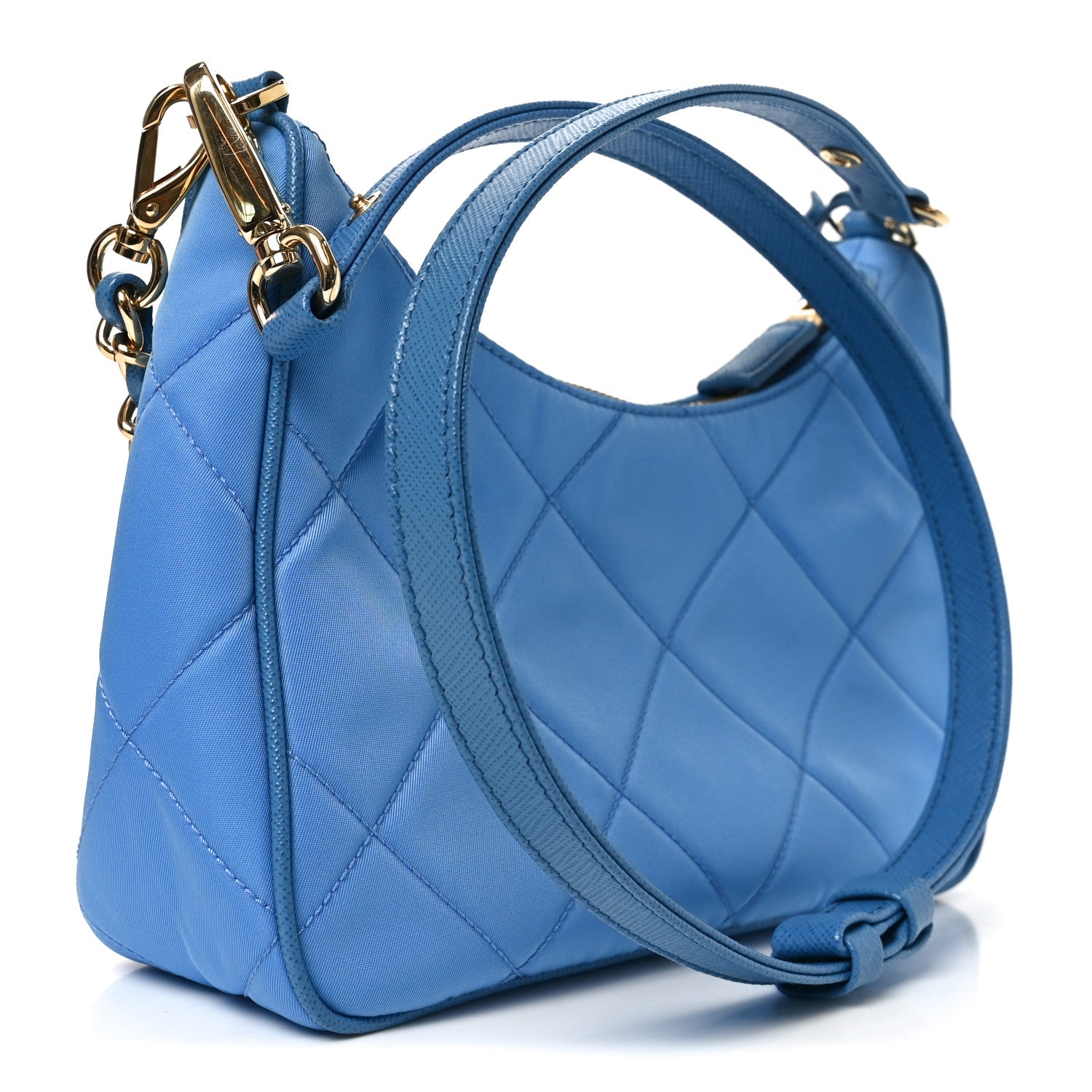 Re-Nylon Saffiano Stitched Mini Re-Edition 1995 Chaine Shoulder Bag Blue