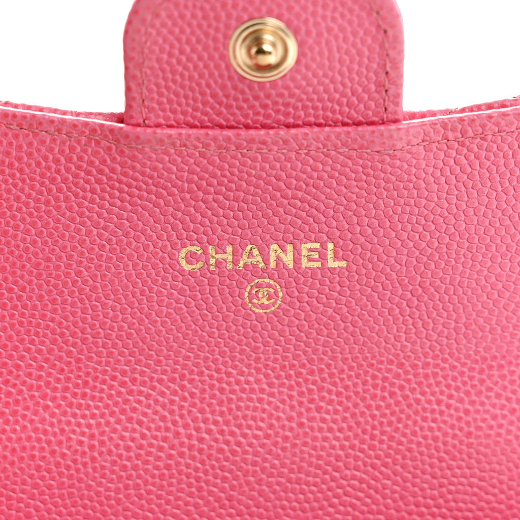 Caviar Quilted Flap  Holder Wallet Pink