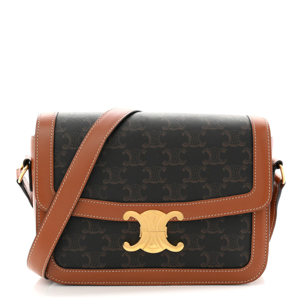Triomphe Canvas Calfskin Medium Triomphe Bag Tan
