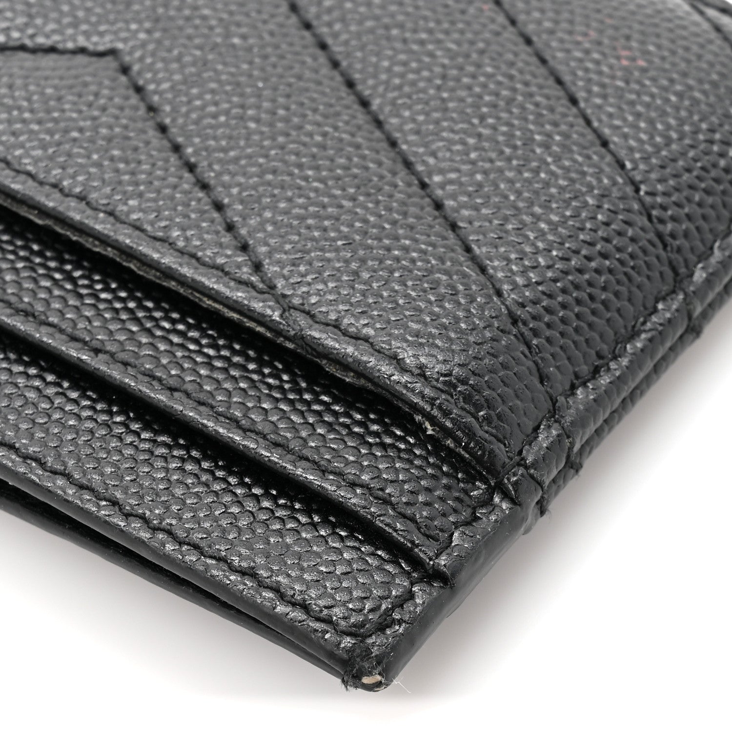 Grain De Poudre Matelasse Chevron Monogram Credit  Case Black