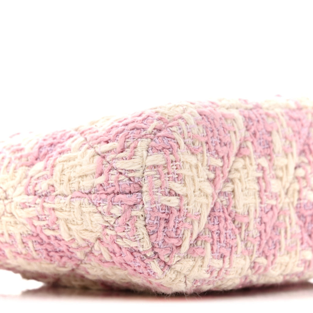 Tweed Quilted Mini Clutch With Chain Pink
