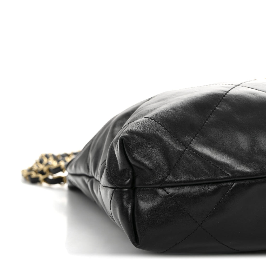 Shiny Calfskin Quilted Small Chanel 22 Black