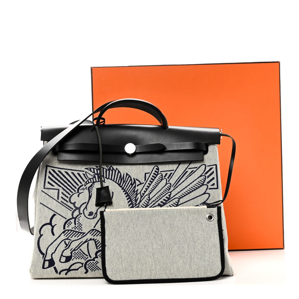 Vache Hunter Toile H Pegase Pop Herbag Zip Retourne 39 MM Bleu Indigo Ecru Black