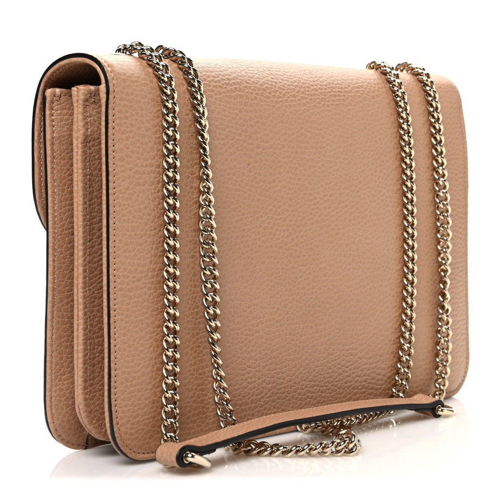 Dollar Calfskin Interlocking G Shoulder Bag Camelia