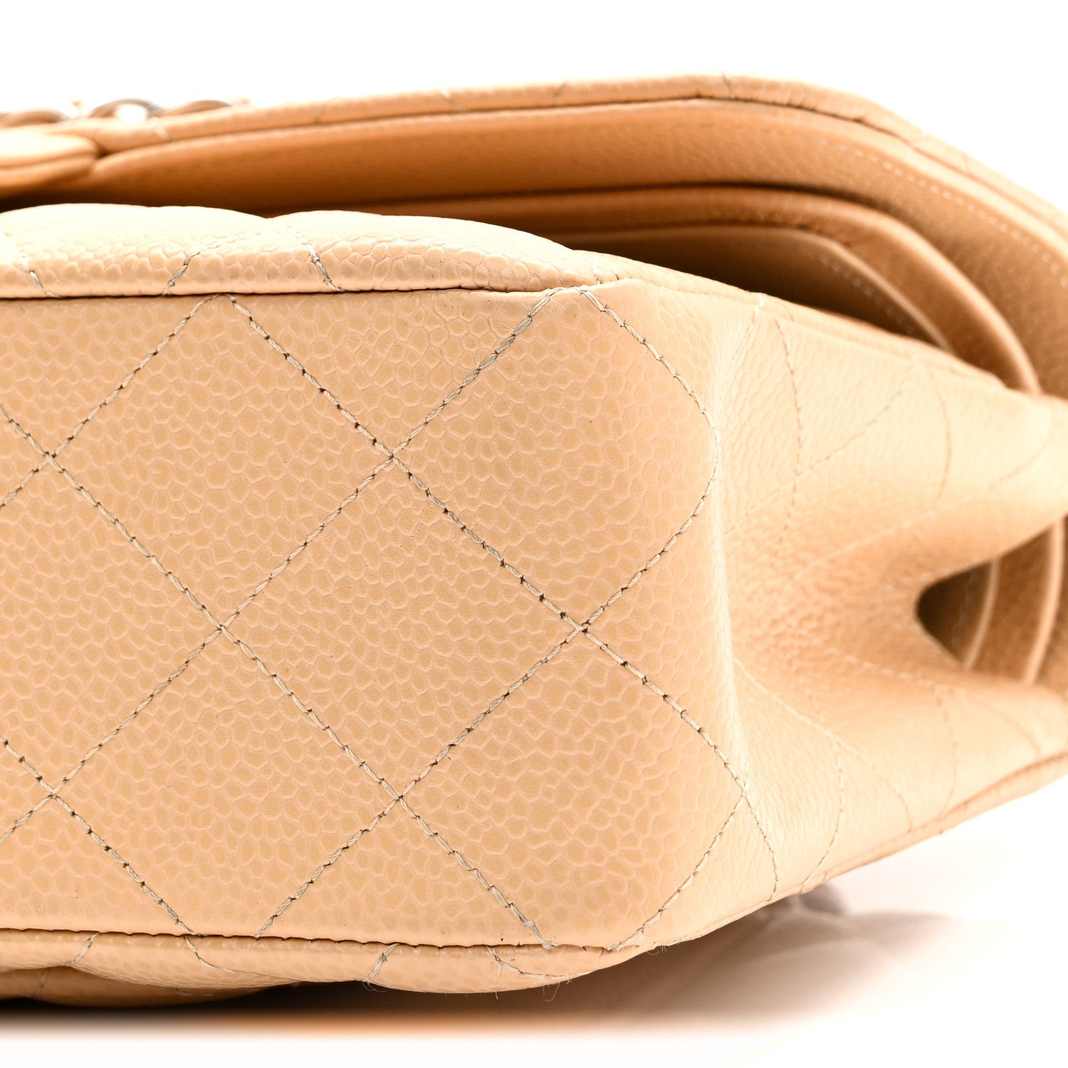 Caviar Quilted Small Double Flap Beige