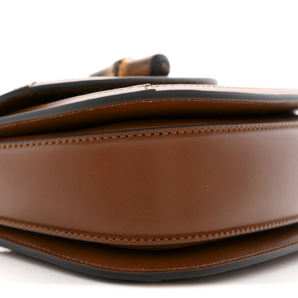 New Canvas Charisma Calfskin Crystal GG Monogram Small Bamboo 1947 Top Handle Bag Camel Ebony