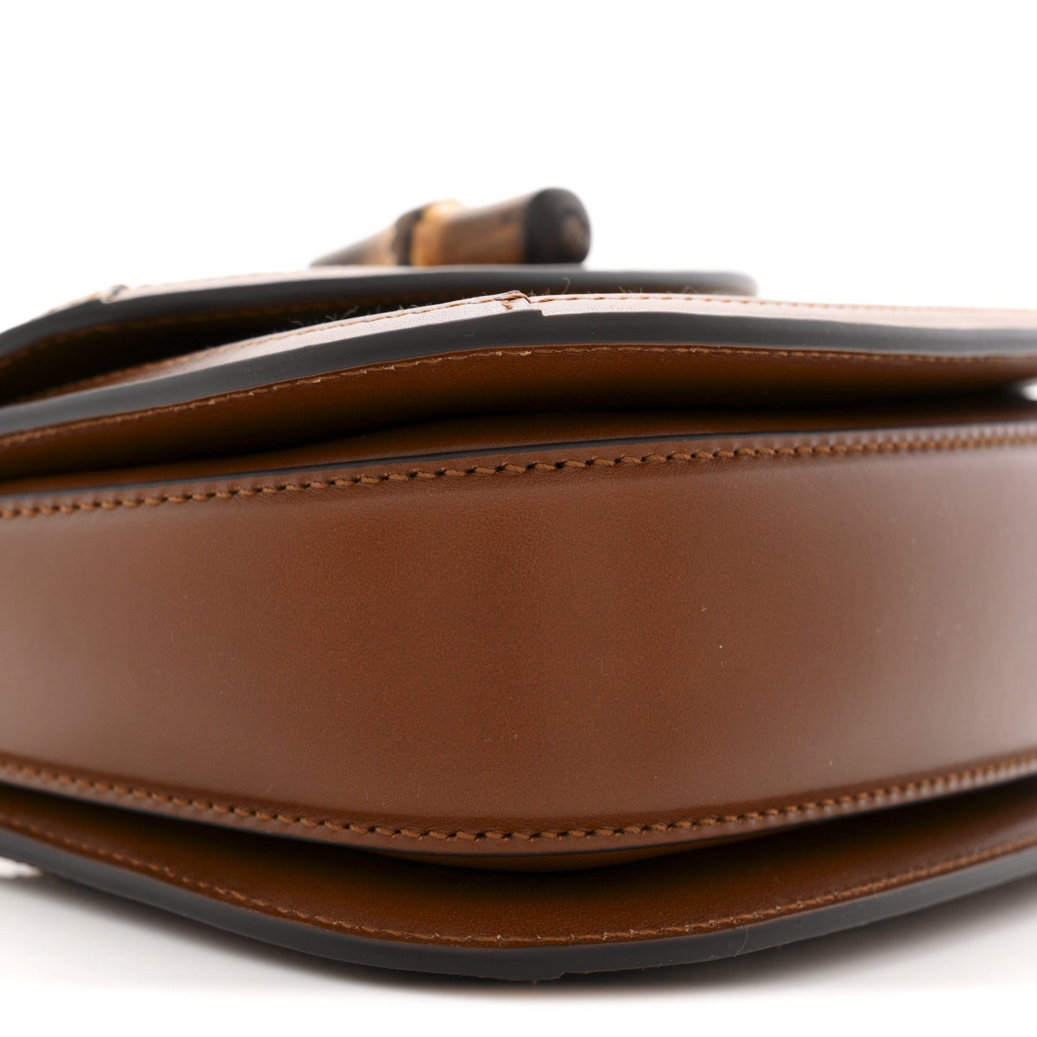 New Canvas Charisma Calfskin Crystal GG Monogram Small Bamboo 1947 Top Handle Bag Camel Ebony