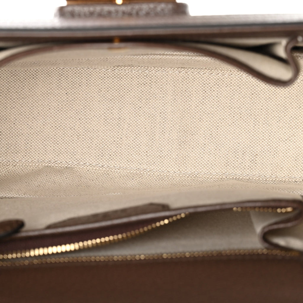 GG Supreme Monogram Studded Calfskin Centum Medium Bamboo 1947 Top Handle Bag Beige Ebony Multicolor