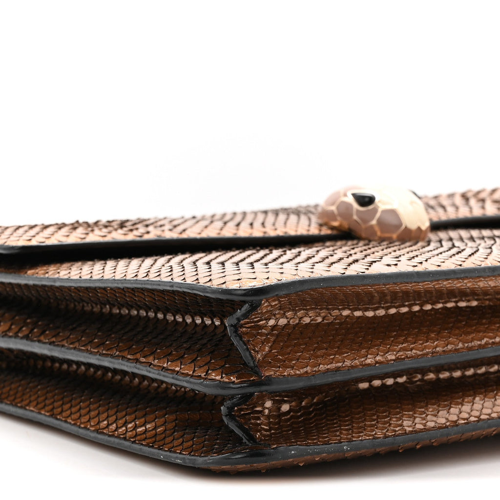Metallic Snakeskin Serpenti Forever Medium Shoulder Bag Gold