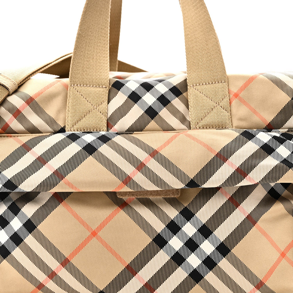 Nova Check Tote Diaper Bag Sand Beige
