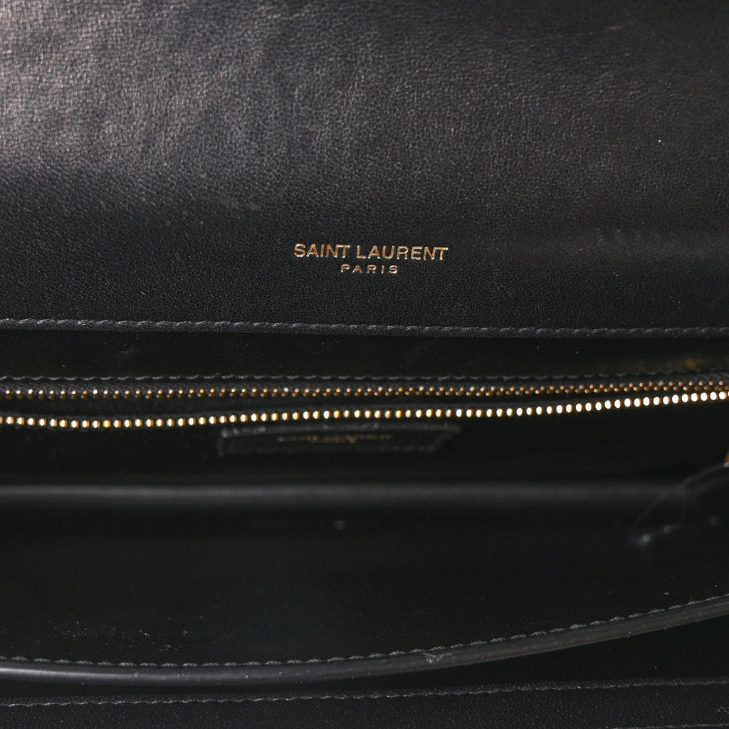 Calfskin Crocodile Embossed Gaby Satchel Black