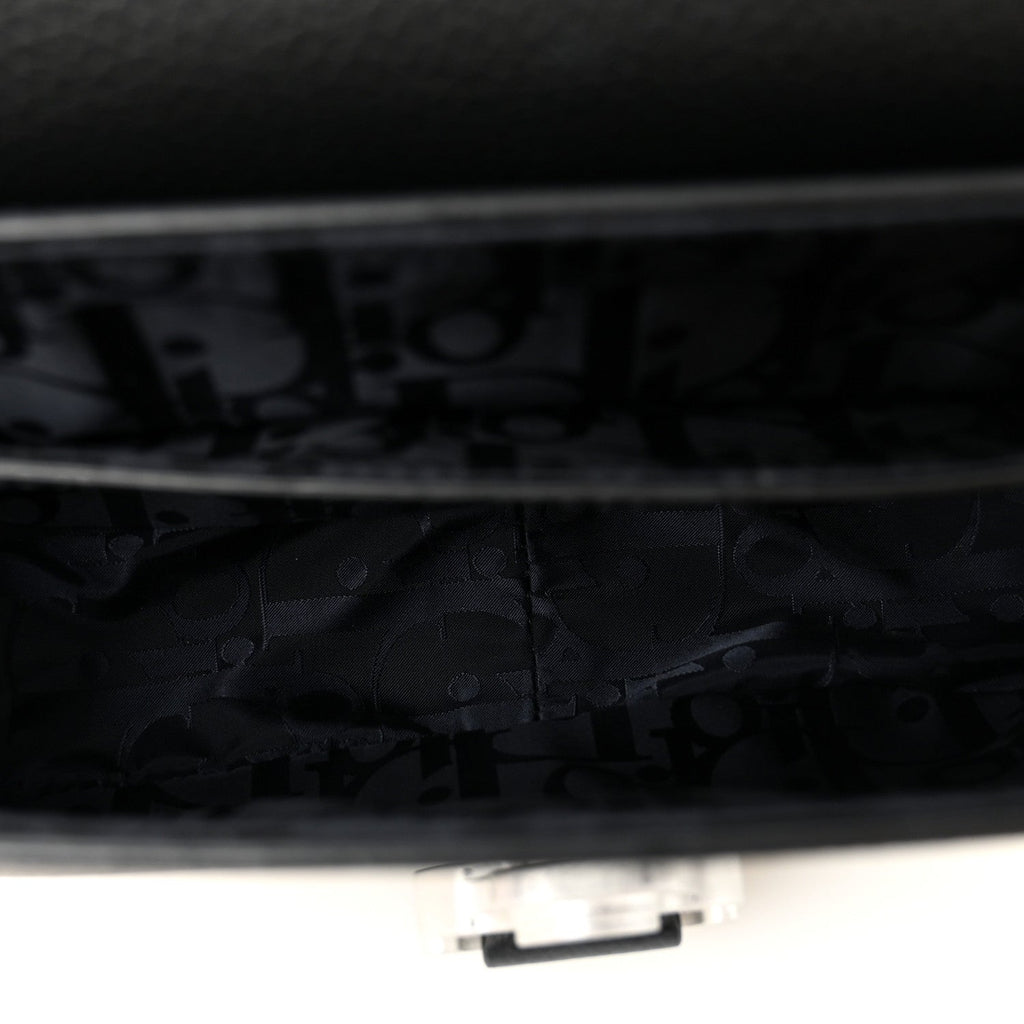 Grained Calfskin Saddle Messenger Bag With Strap Black