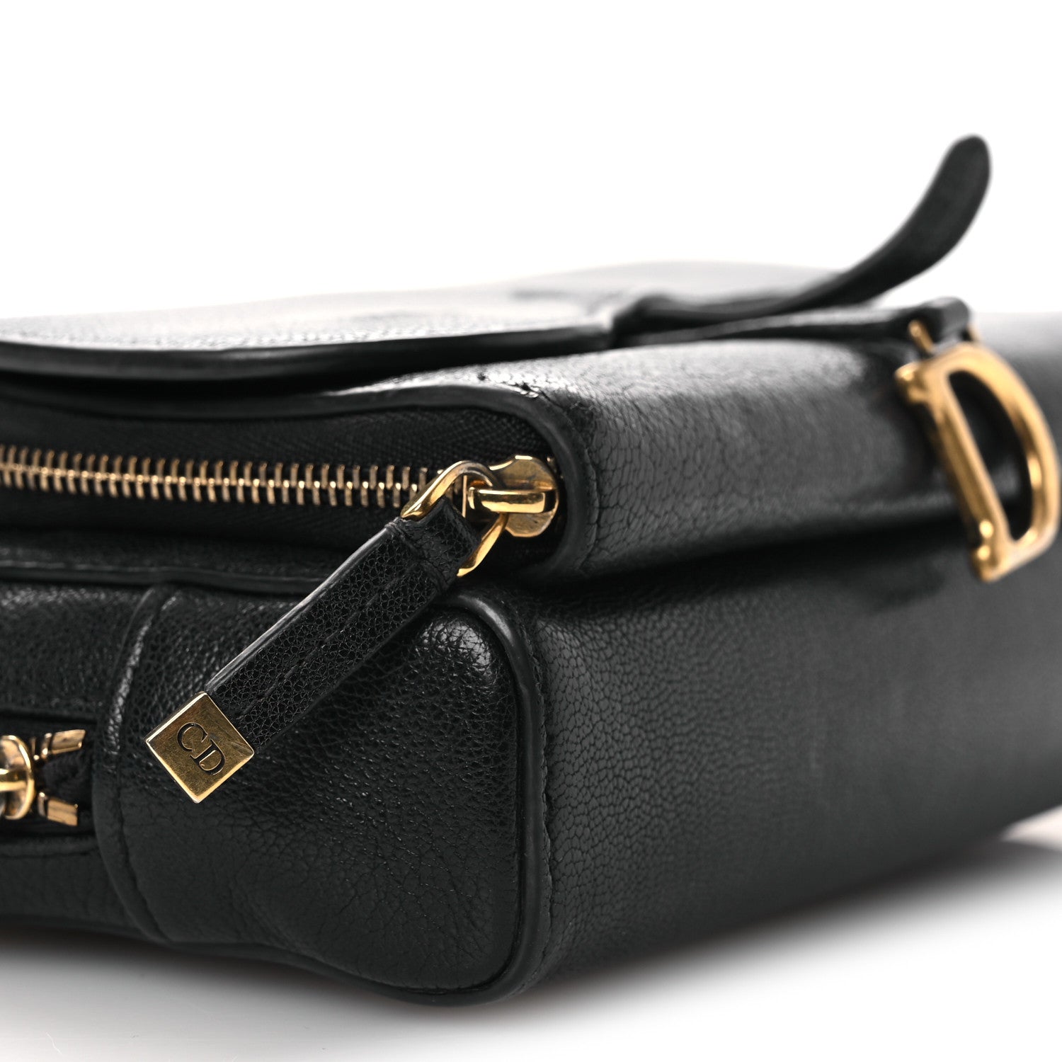 Goatskin Double Saddle Pouch Black