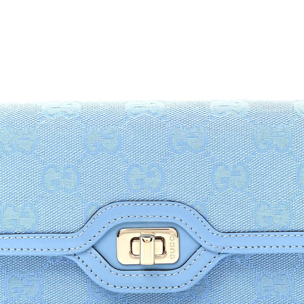 GG Monogram Scratch Lux Calfskin Mini Luce Shoulder Bag Blue